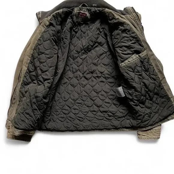 Levi’s Utility Field Jacket Men’s Medium Olive Green Quilted Lining Workwear Zip - Picture 3 of 7